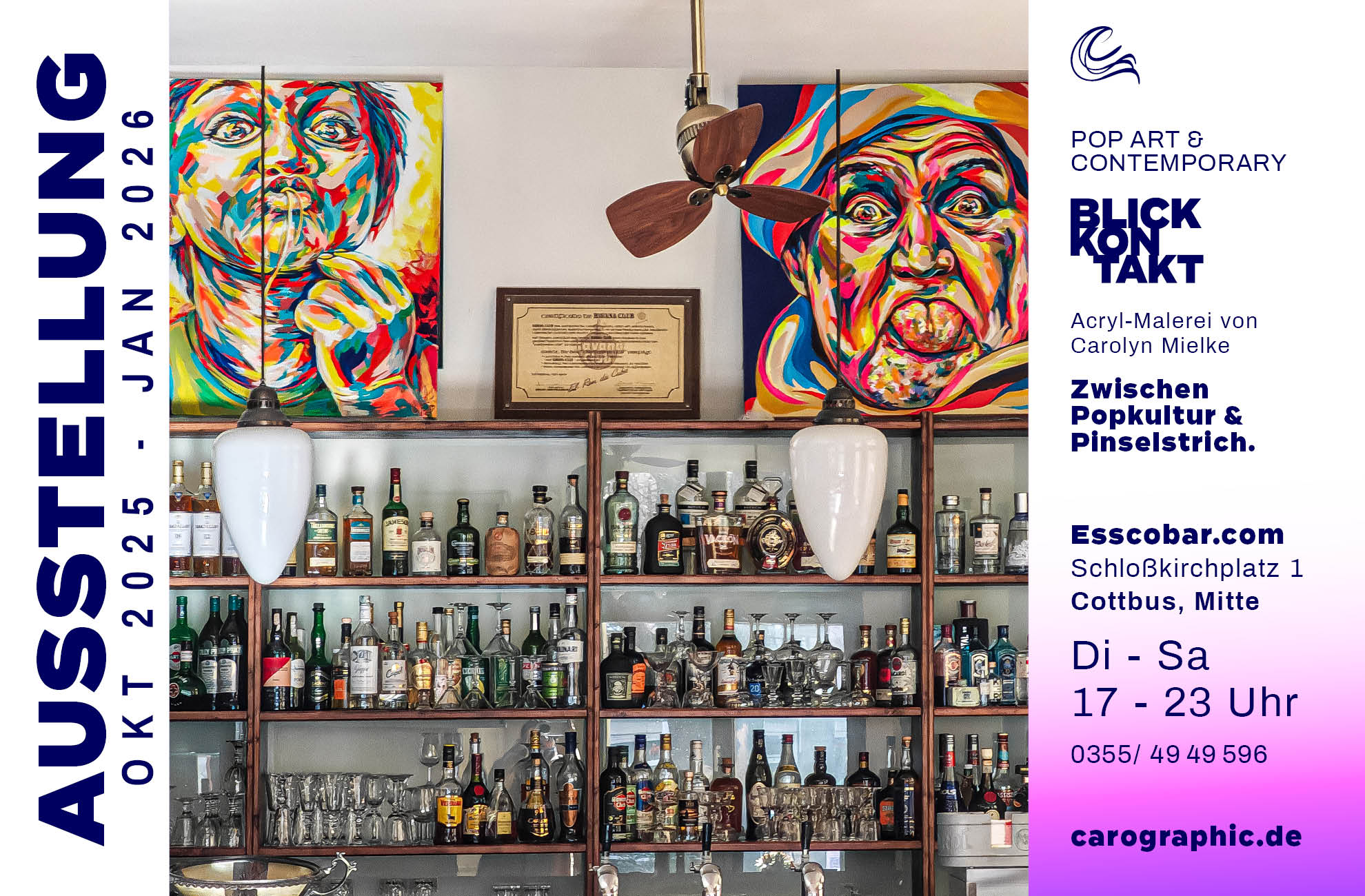 Ausstellung Blickkontakt – Pop-Art-Porträts von Carolyn Mielke in Cottbus