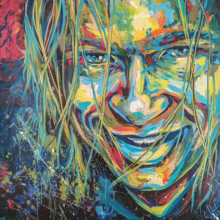 Originalkunstwerk „Smile for me“ – Acryl auf Leinwand (2023), 100x100 cm