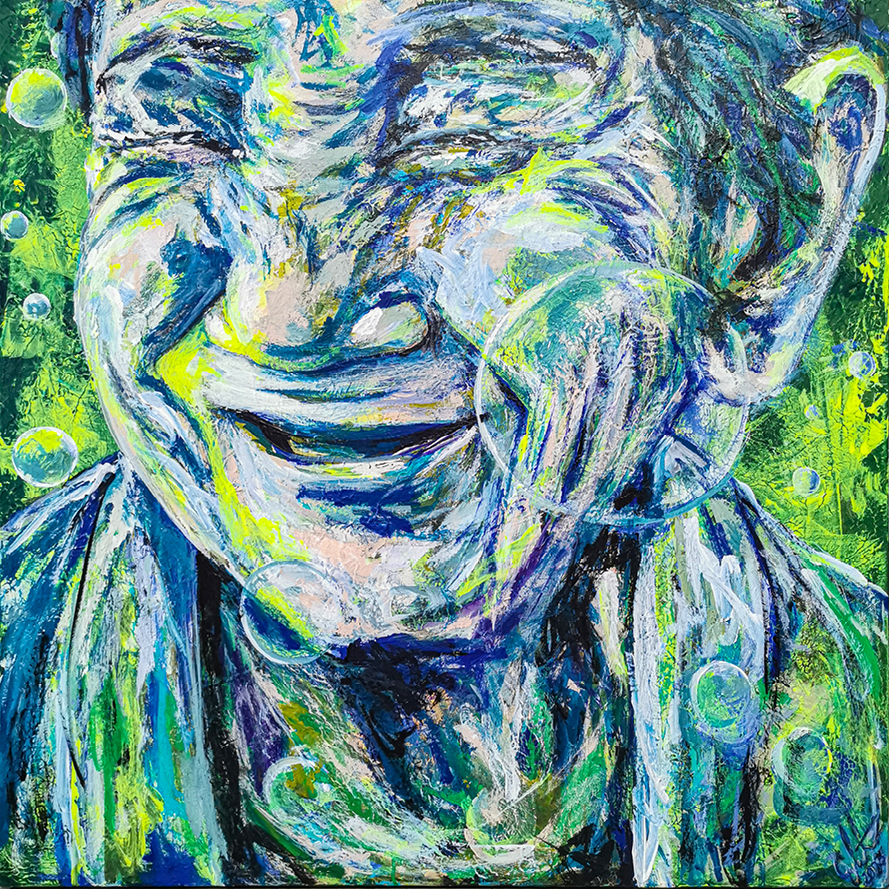 Originalkunstwerk „Wang Beijing“ – Acryl auf Leinwand (2023), 100x100 cm