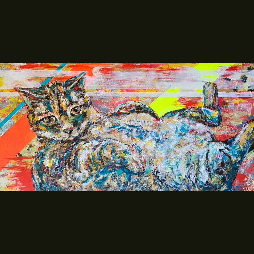 Originalkunstwerk „Uschi Basquiat“ – Acryl auf Leinwand (2023), 140x70 cm