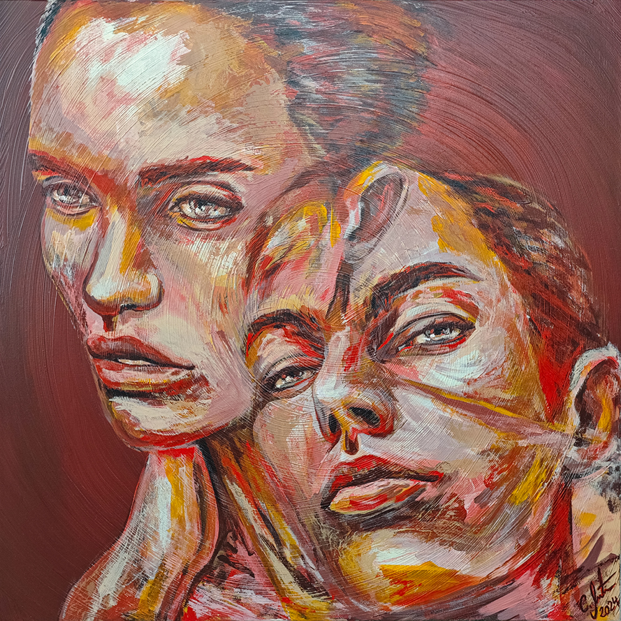 Originalkunstwerk „Ruby“ – Acryl auf Leinwand (2024), 100x100 cm