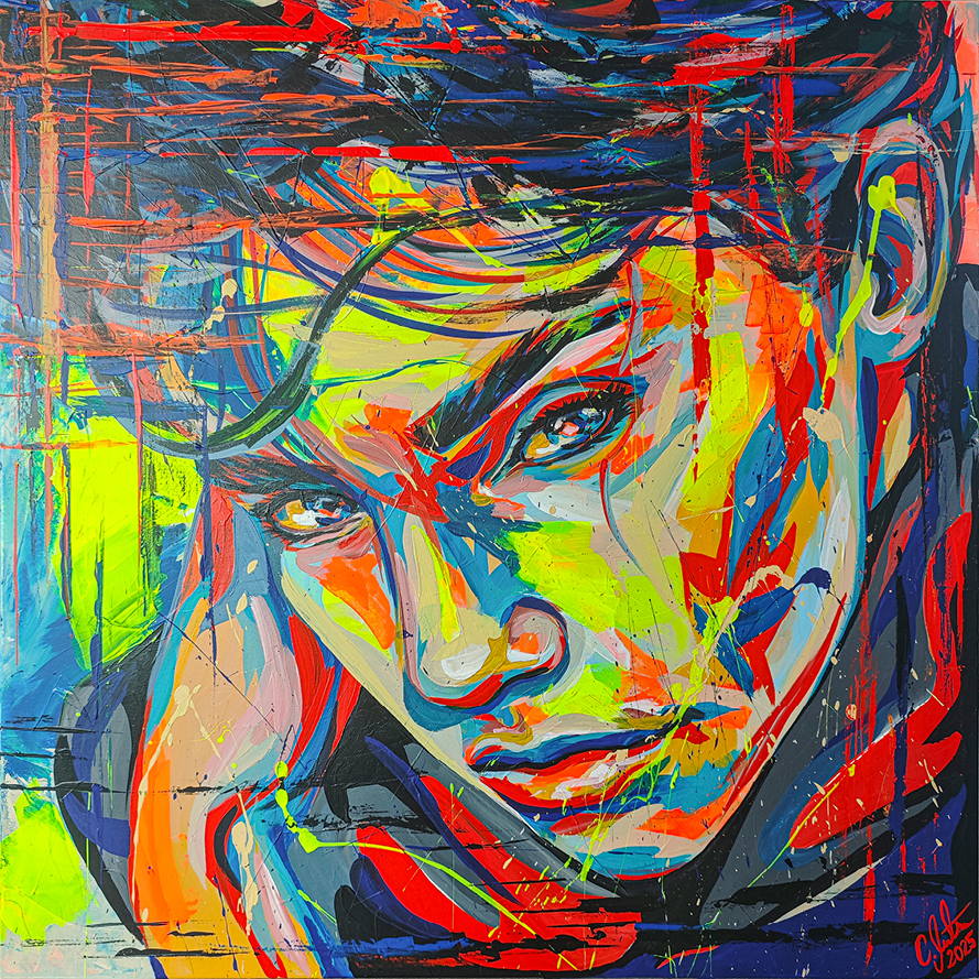 Originalkunstwerk „Leonarda“ – Acryl auf Leinwand (2025), 100x100 cm