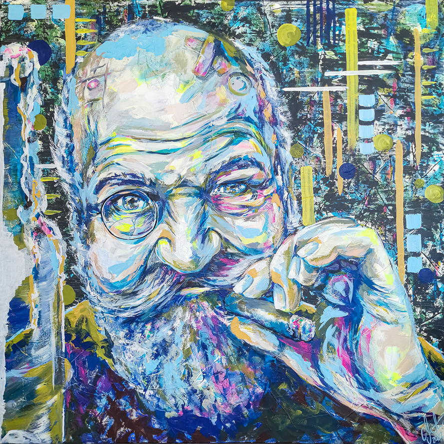 Originalkunstwerk „Bar life“ – Acryl auf Leinwand (2022), 100x100 cm